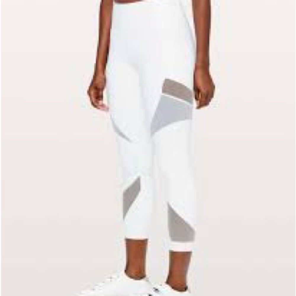 lululemon athletica Mesh in Motion White Cropped High-Rise Leggings 4